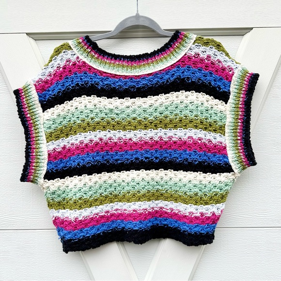 ❤️Free People Multicolor Knit Crop Sweater - Picture 2 of 2